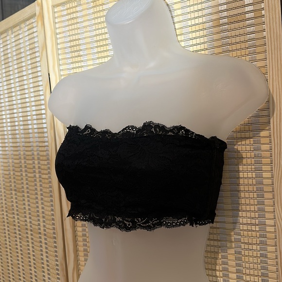 Lulus Black Lace Bandeau Bra Top Lined Medium - Picture 5 of 16
